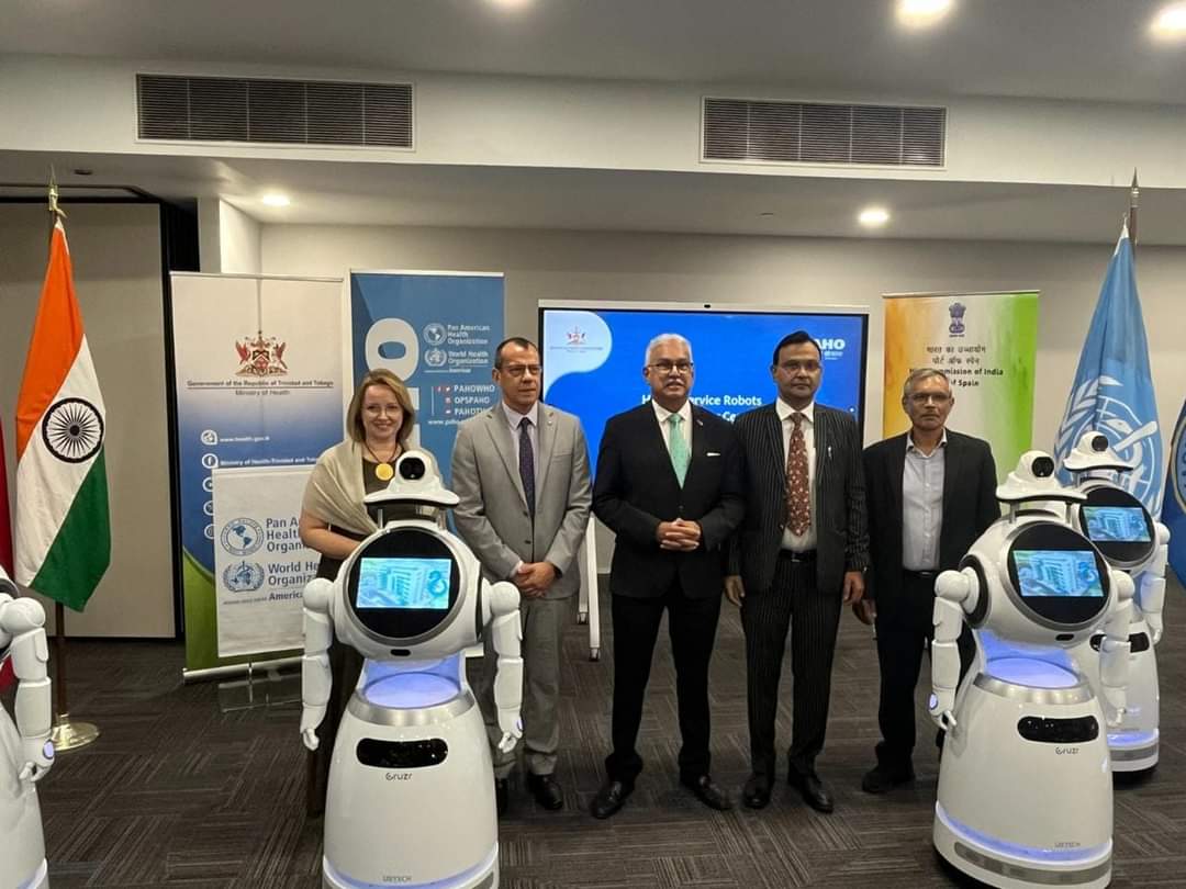 US$ 1 million project funded by the Government of India-‘Bringing Low and High Technology to deal with COVID-19’ (HALT) and formal handing over of six Healthcare Robots in the presence of High Commissioner by PAHO to Hon. Terrence Deyalsingh, Minister of Health of the Government of the Republic of Trinidad & Tobago.